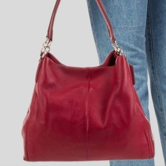 Coach Madison Phoebe Red Leather Satchel Shoulder Bag Hobo Purse Tote 35723 - Picture 1 of 13